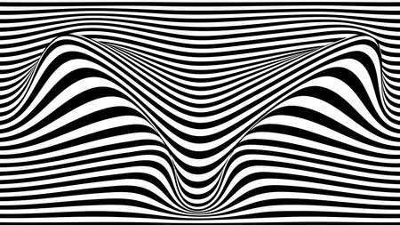 optical illusion wave. Abstract vector background with black and white lines. Pattern distorted textures.のイラスト素材
