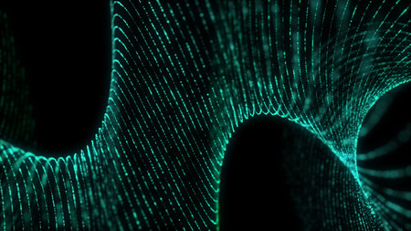 Futuristic digital wave with dots. dark cyberspace. abstract music background. Big data...