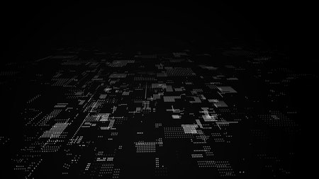 Future digital cyberspace with moving particles. Sorting and analysis of digital data. vector technology matrix algorithm. security storage data.のイラスト素材