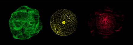Vector futuristic set colors sphere of particles and lines. network connection big data. Abstract technology background.のイラスト素材