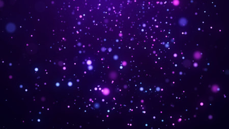 Dust particles with bokeh effect. Abstract purple magic background. 3d rendering.の写真素材