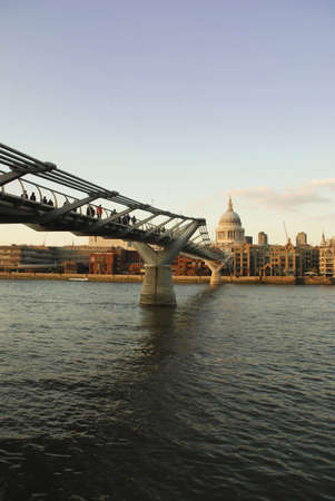 St Pauls and Millenium bridgeの写真素材