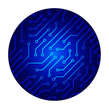 Blue circuit circle ball vector illustration, technology symbol.のイラスト素材