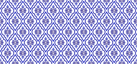 Seamless Thai pattern with blue and white modern shape vector illustration.のイラスト素材