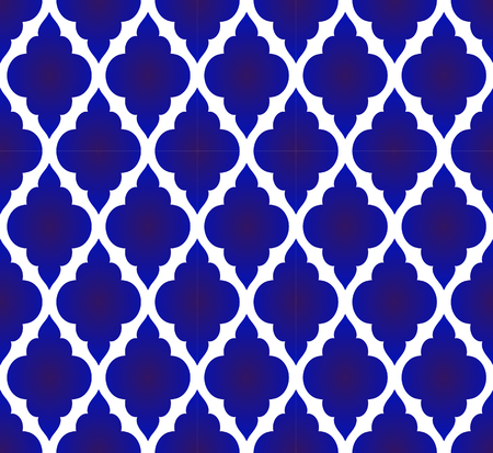 seamless Thai pattern, blue and white modern shape for design, porcelain, chinaware, ceramic tile, ceiling design, texture, wall, paper and fabric, vector illustrationのイラスト素材