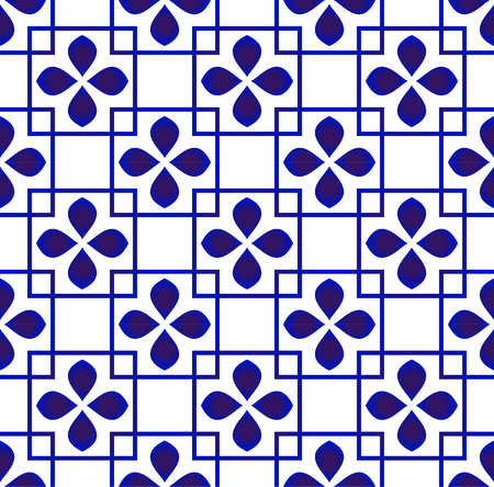 Cute flower design background of blue and white pattern seamless for porcelain, chinaware, ceramic, tile, ceiling, texture, wallpaper, floor and wall, vector illustrationのイラスト素材