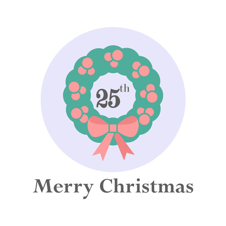 25th in wreath, icon, sign and symbol for Christmas day, Merry Christmas concept and greeting card design vector illustrationのイラスト素材