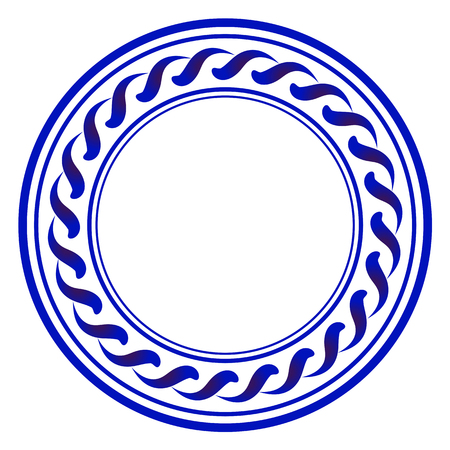 Decorative art frame, Abstract ceramic modern round design, porcelain template cycle decor, China blue and white border, vector illustrationのイラスト素材