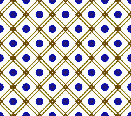 ceramic Thai pattern benjarong style, seamless porcelain blue and gold modern pattern, pottery royal background, chinaware backdrop for design, vector illustrationのイラスト素材