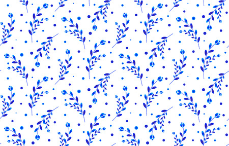 blue and white floral seamless pattern, porcelain small flower background for design textile, porcelain, chinaware, wallpapers, print, gift wrap, scrapbooking, vector illustrationのイラスト素材