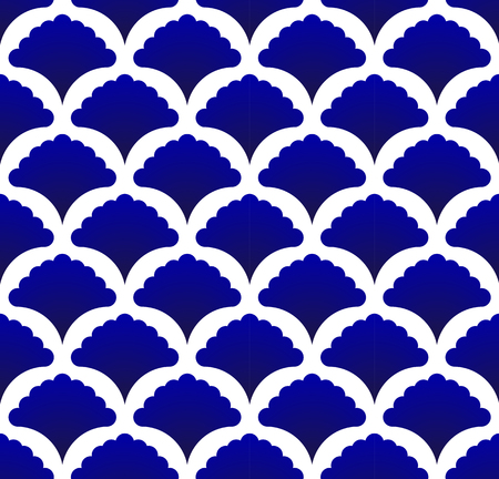 seamless Thai pattern, Abstract blue and white modern shape background for design, porcelain, chinaware, ceramic tile, ceiling, texture, wall, paper silk and fabric, vector illustrationのイラスト素材