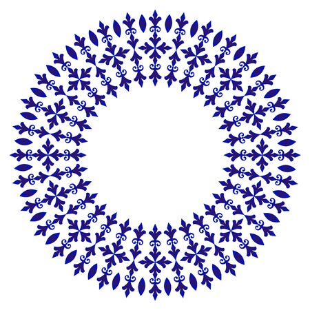 blue ornamental round, Decorative art frame, Abstract vector floral ornament border, porcelain pattern design. China blue and whiteのイラスト素材