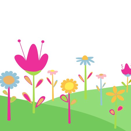 childlike floral greeting のイラスト素材