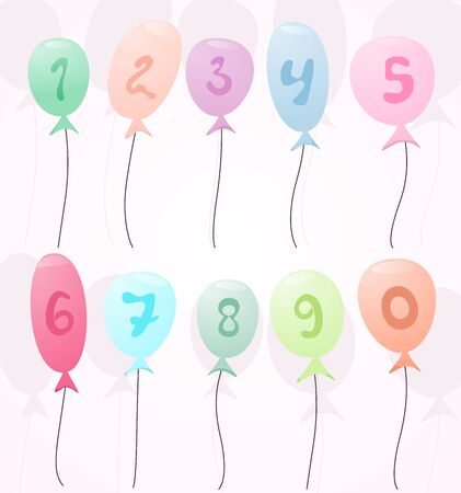 balloons with numbers のイラスト素材