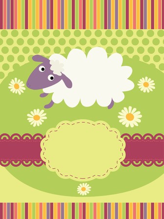 invitation card with a cute sheep のイラスト素材