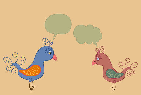 two birds and callouts のイラスト素材