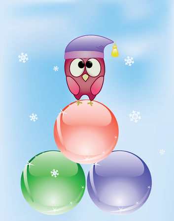 owl on ballsのイラスト素材