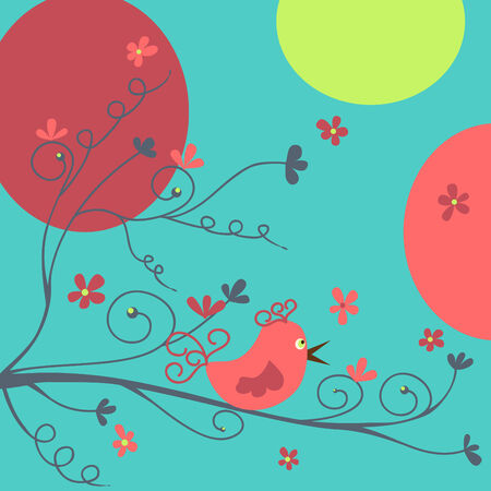 abstract bird on a branchのイラスト素材