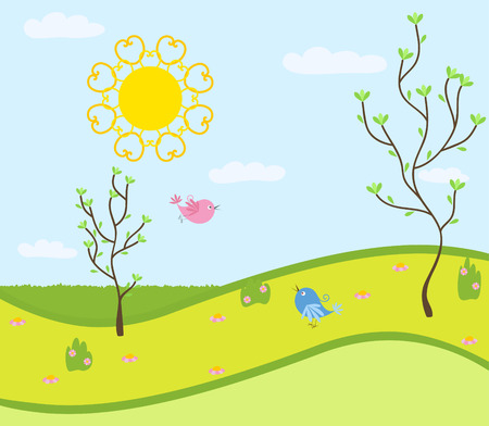 greeting card with birdsのイラスト素材