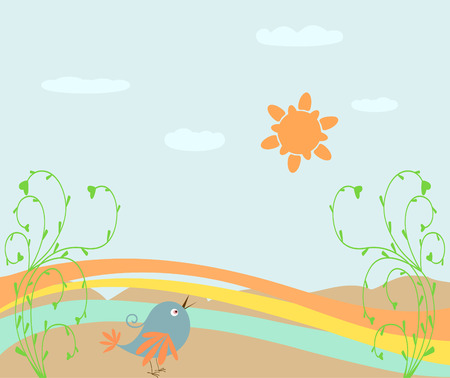 greeting card with birdsのイラスト素材