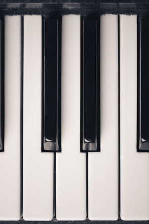 closeup of old piano keys の写真素材