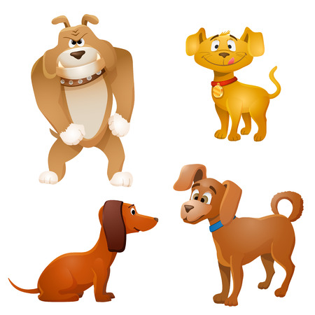 set of vector cartoon dogsのイラスト素材
