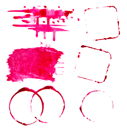 vectorized watercolor red wine splashes and blots set 2のイラスト素材