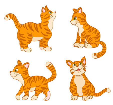 set of cartoon cute catsのイラスト素材