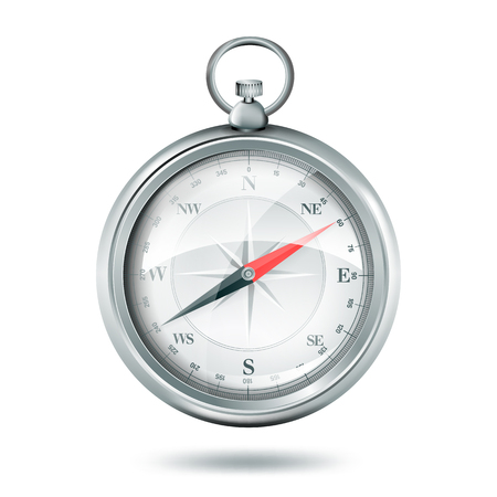 silver realistic detailed compassのイラスト素材