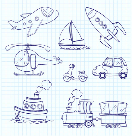 set of doodle transport. vectorのイラスト素材