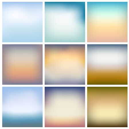 Set of abstract background with soft summer colors. Vector design templates. Blurry backgrounds for Your designのイラスト素材