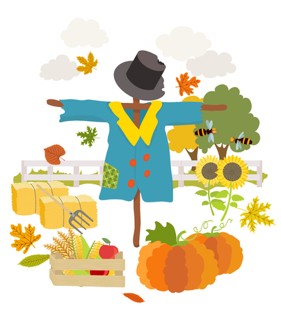 cartoon scarecrow. vector illustrationのイラスト素材