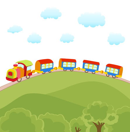 cute cartoon train vector illustrationのイラスト素材