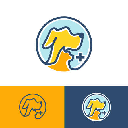 dog and cat abstract pet vet logoのイラスト素材