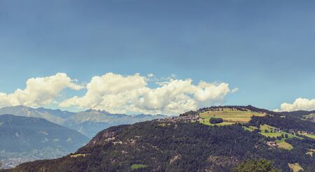 Landscape of Mountains and grass of South Tyrol In Italyの写真素材