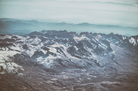 Turkey Mountain view from above. The tops of the mountains at sunset from airplane.の写真素材