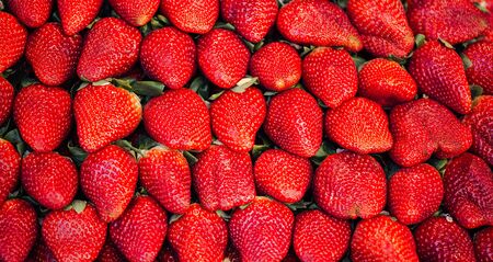 Macro photo of a lot of strawberries in full frame. Food Conceptの写真素材