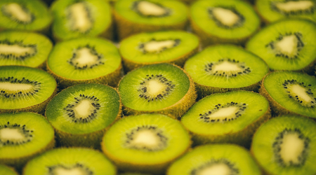 Many slices of kiwi fruit. Healthy food backgroundの写真素材