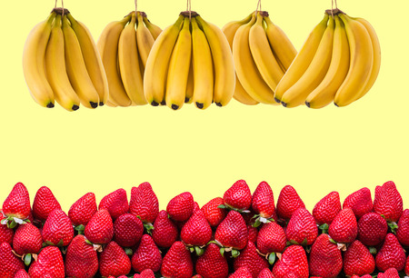 Horizontal banner of a bunch of strawberries. The concept of healthy foodの写真素材