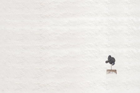 The janitor cleans the snow-covered parking space during the snow season. Winter timeの写真素材