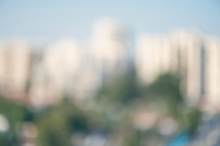 Background of blurred resort town with bokeh at summer day. Aerial view.の写真素材