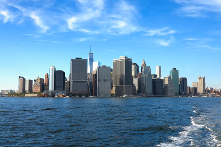 View on New York City  from Hudson river.USAの写真素材
