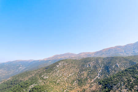 Greek mountain at sunny summer day. aerial view. Copter, drone viewの写真素材