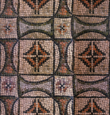 Seamless texture of an ancient marble mosaic. Texture, background, material library for 3d renders