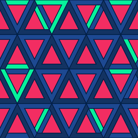 Seamless bright vector geometric pattern with pink and blue triangles. Good print for wrapping...