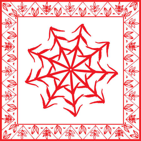Snowflake with border. Vector print design for Christmas packaging designのイラスト素材