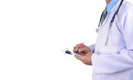 Doctor with stethoscope isolated on white backgroundの写真素材