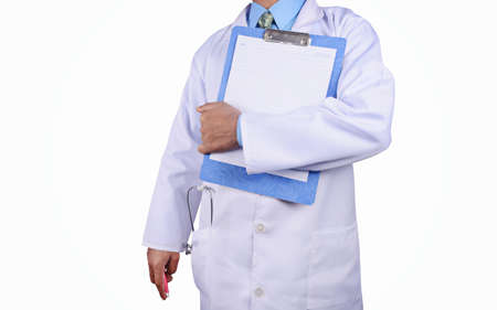 Doctor with stethoscope isolated on white backgroundの写真素材