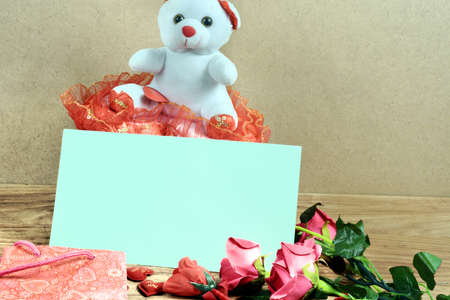 Valentine background with hearts and card isolated beautifullの写真素材