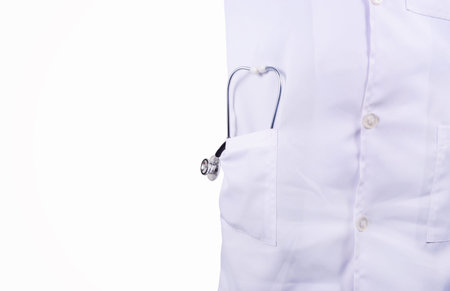 Doctor with stethoscope isolated on white backgroundの写真素材